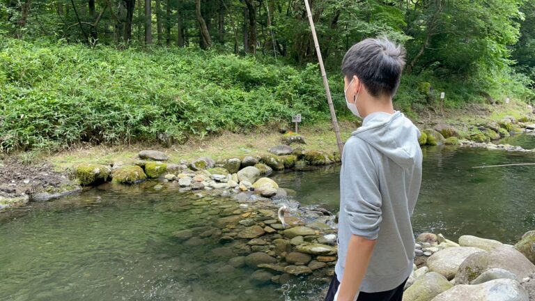 釣竿を使って釣り